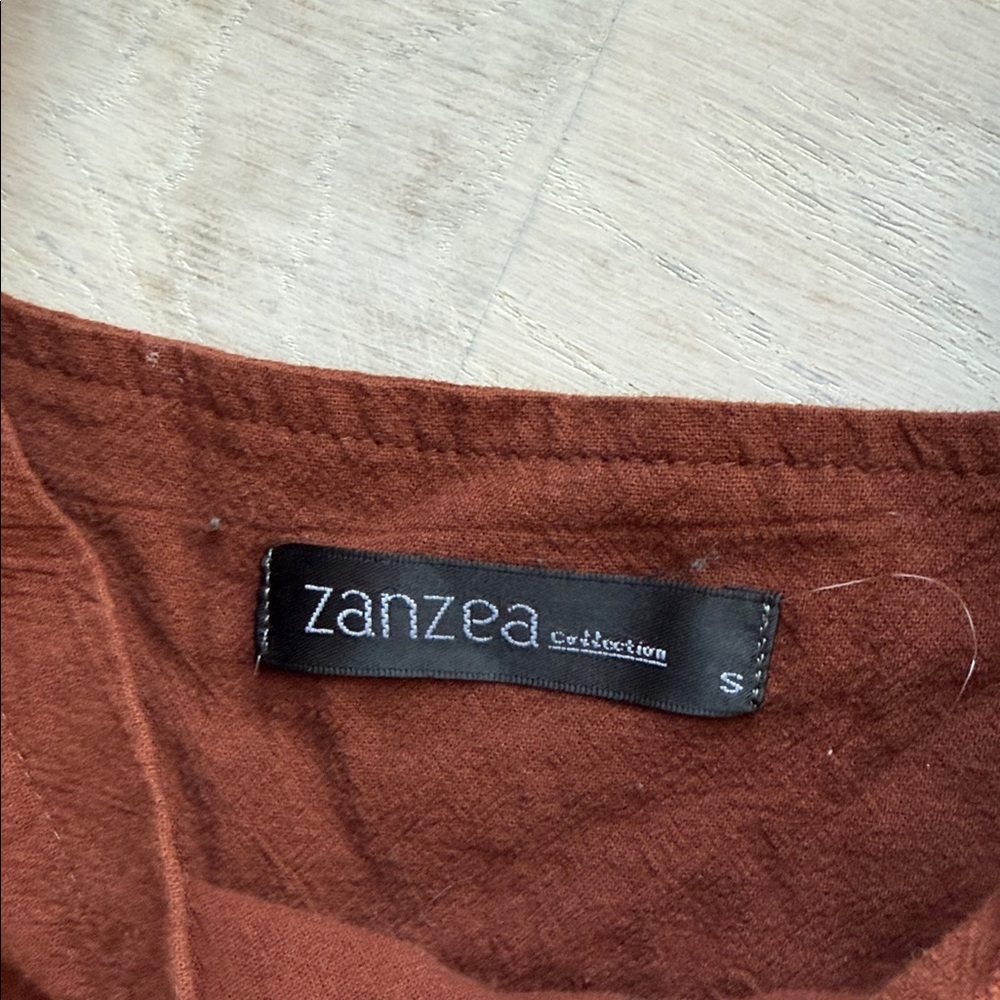 Rust Brown Button-Front Linen Blend Overalls - image 6